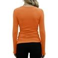 thumbnail image 3 of Womens Long Sleeve Scoop Neck Ribbed Knit Tops Casual Slim Fitted Basic Shirts, 3 of 4