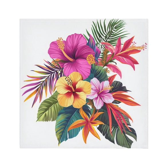 Satin Napkin Square 20 Inches Soft Smooth Decorative Napkins for Party Wedding Banquet and Dinner Tropical Flowers