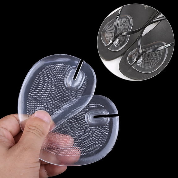Pair Silicone Gel Insoles - Forefoot Support Pads for Flip Flops Sandals, Non-Slip Soft Cushions, Transparent, Toe Protection, Foot Care, Comfortable, Reusable, Relief for Makeup Organizers