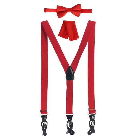 Gioberti Men's Convertible Suspenders, Bow Tie, and Hanky Set