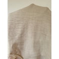 thumbnail image 7 of Apricot Linen V-Neck Petite Midi Dress With Lace Trim, High-Waist Pleated Slim Fit Elegant Vacation Dress, 7 of 7