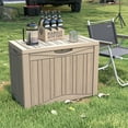 thumbnail image 5 of Decksplore 50 Gallon Deck Box, UV-Resistant, HDPE Outdoor Storage Bench with Secure Latches, Patio Storage Bench for Cushions, Trimmers (Coffee), 5 of 7