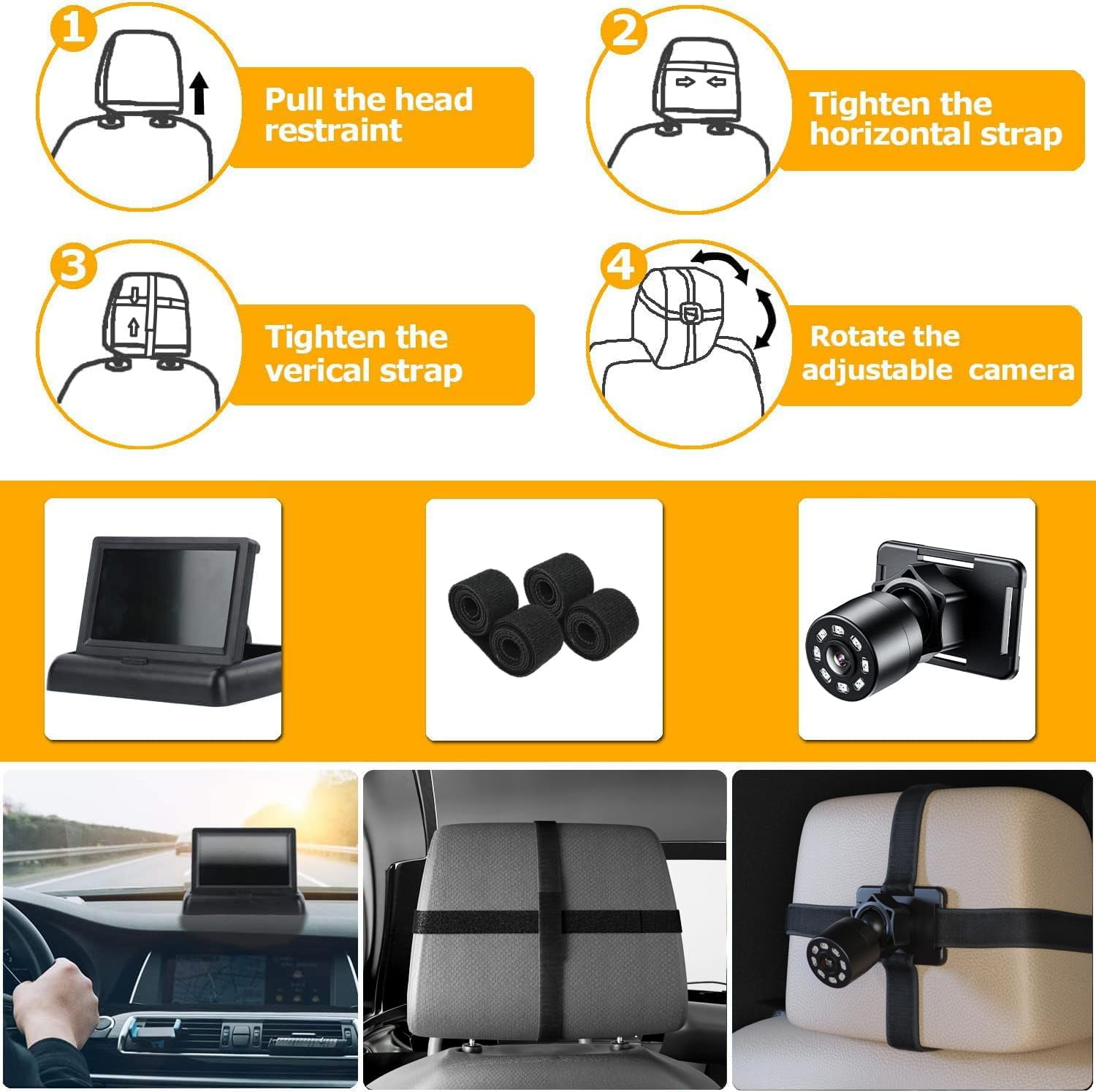 Baby Car Camera,4.3" HD Display Baby Car Mirror with Night Vision Feature,Wide Clear View
