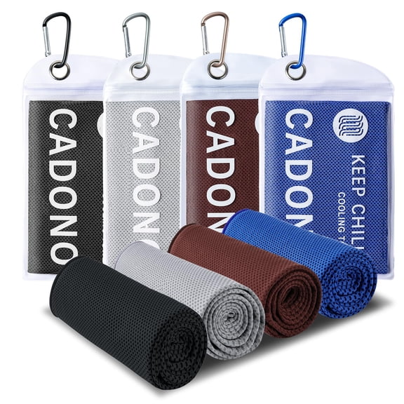 4 Pack Cooling Towel (40"x12"), Soft Breathable Chilly Towel, Ice Towel, Microfiber Towel for Yoga