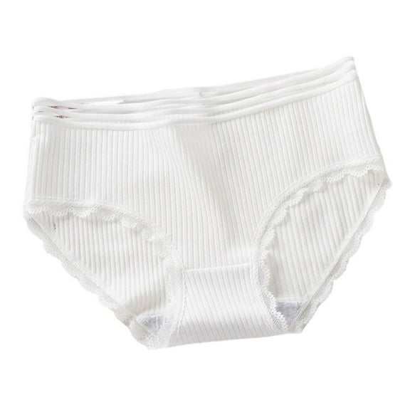 Jalioing Cotton Briefs Underwear for Women Ribbed Mid Waist Full Coverage Ribbed Panties Soft Breathable Underpants