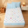 thumbnail image 4 of Homewish Halloween Ghost Zipper Full Size Comforter Sets with Fitted Sheet and 2 Pillowcases, Cute Coquette Bow Zipper Bedding Set, Light Blue, Polka Dots Reversible, 4 of 7