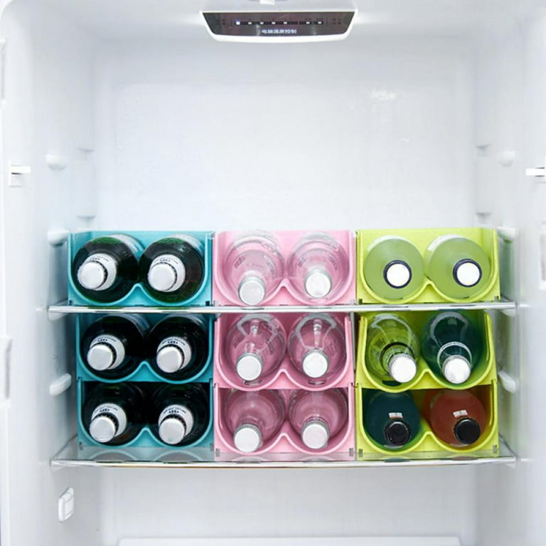 Prep & Savour Set of 6 Refrigerator Wine and Water Bottle Holder, Stackable Plastic Wine Rack Storage Organizer for Fridge, Cabinet, Pantry, Kitchen Countertops Pre