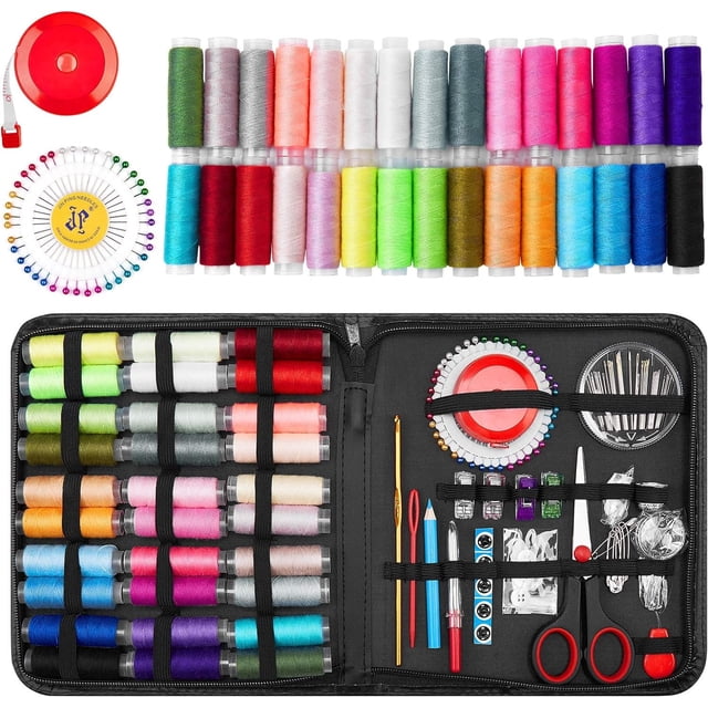 Sewing Kit 126 Pcs Premium Sewing Supplies Kit with Needle and Thread Accessories Portable Sewing Kit for Adults, Home Repairs