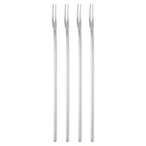 Uxcell 4 Pcs Pickle Fork, 8.6 Inch Olive Fork with Long Handle, Stainless Steel Cocktail Forks, 2-Tine Fork for Dessert Cocktail Fruit and Vegetable Silver