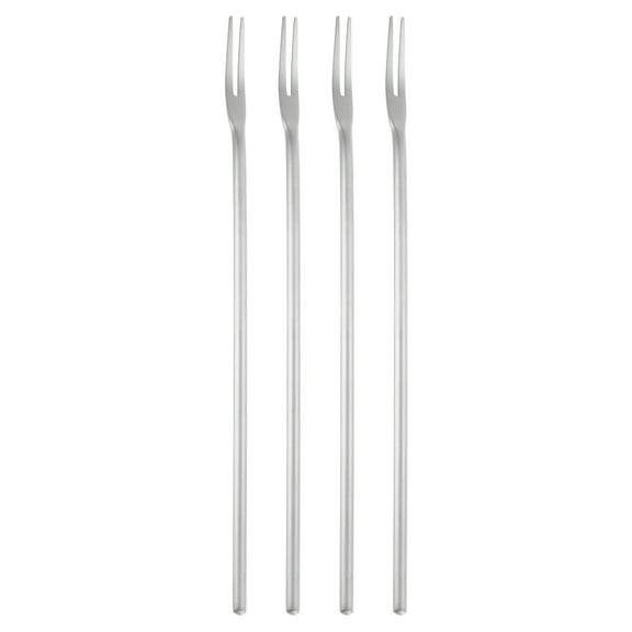 Uxcell 4 Pcs Pickle Fork, 8.6 Inch Olive Fork with Long Handle, Stainless Steel Cocktail Forks, 2-Tine Fork for Dessert Cocktail Fruit and Vegetable Silver