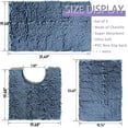 thumbnail image 3 of LQQBOX Bathroom Rugs Chenille Bath Mats Set 3 Piece Extra Soft and Absorbent Shaggy Rugs, Machine Wash and Dry, Perfect Plush Bath Mats for Tub, Bathroom ​Decor, Washable Carpets Set, Fog Blue, 3 of 7