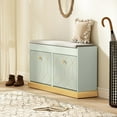 thumbnail image 2 of HLR Shoe Cabinet, Shoe Cabinet with 2 Drawers and Shoe Storage, Entryway Bench with Padded Seat for Hallway, Living Room, Green, 2 of 7
