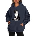 thumbnail image 1 of WEAIXIMIUNG Robe Sweat Femme Manches Courtes Imprimé Chat et Chien Décontracté à Capuche pour Détente, 1 of 5