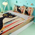 thumbnail image 3 of meiyoeat Mid Century Black Cat Art Zipper Full Size Comforter Sets with Fitted Sheet and 2 Pillowcases,Retro Print Zipper Bedding Set,Light Gray Reversible,4-Piece, 3 of 7