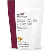 Bariatric Advantage - Calcium Citrate Chewy Bites 500mg Tropical Orange Flavor for Bariatric Surgery Patients Including Gastric Bypass and Sleeve Gastrectomy, Sugar Free, 90ct
