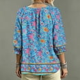 thumbnail image 5 of Women's 3/4 Sleeve V Neck Floral Print Ruffle Blouses Tie Front Flowy Boho Tops Lightweight Woven Casual Shirts Trendy 2026 Summer Beach Outfits Blue L, 5 of 5
