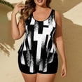 thumbnail image 2 of Qingpeng Women's Plus Size Swimdress Print 2 Pieces Tankini Swimsuits Womens Stripe Bathing Suits Swim Top Shorts, 2 of 6