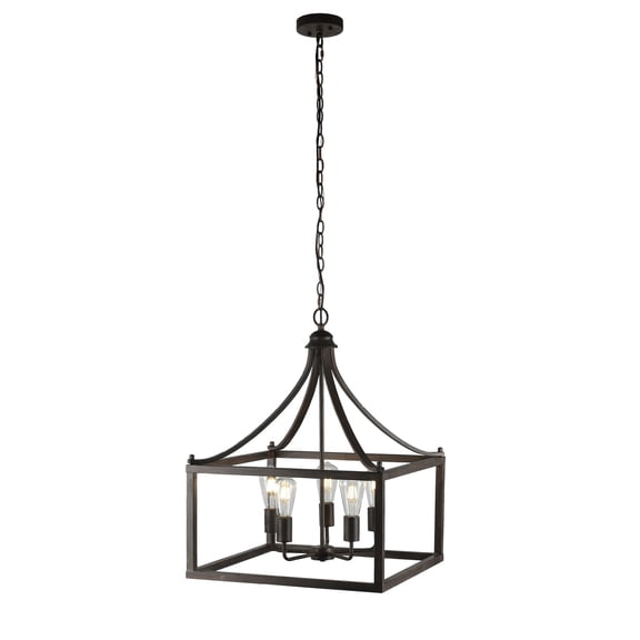 Chloe Lighting Ryder 5-Light Metal Hanging Ceiling Pendant in Antique Wood