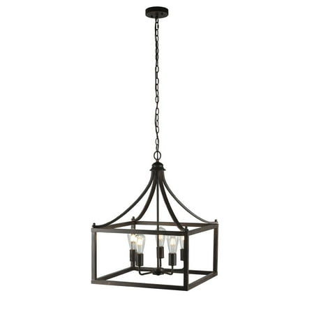 

CHLOE Lighting RYDER Farmhouse 5 Light Antique Wood Finish Hanging Ceiling Pendant 20 Wide