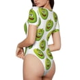 thumbnail image 3 of KLL Women 's Crew Neck Bodysuit Jumpsuits Happy Fruit Print Short onesies Stretch T Shirts, 3 of 7