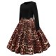 thumbnail image 4 of Vestido de manga larga con estampado de cuello en R para mujer, vestido de fiesta retro con empalme de leopardo, vestido de manga larga Fridja  NMB2860, 4 of 9