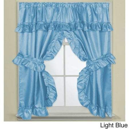 bed bath n more 70-inch W x 45-inch L Bathroom Window Curtain Panel Pair with Tie Backs and Ruffled Valance - 70