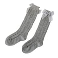 thumbnail image 1 of Faithtur Toddler Girls Summer Mesh Socks Solid Color Mid Tube Breathable Hollow Bows Princess Socks, 1 of 2