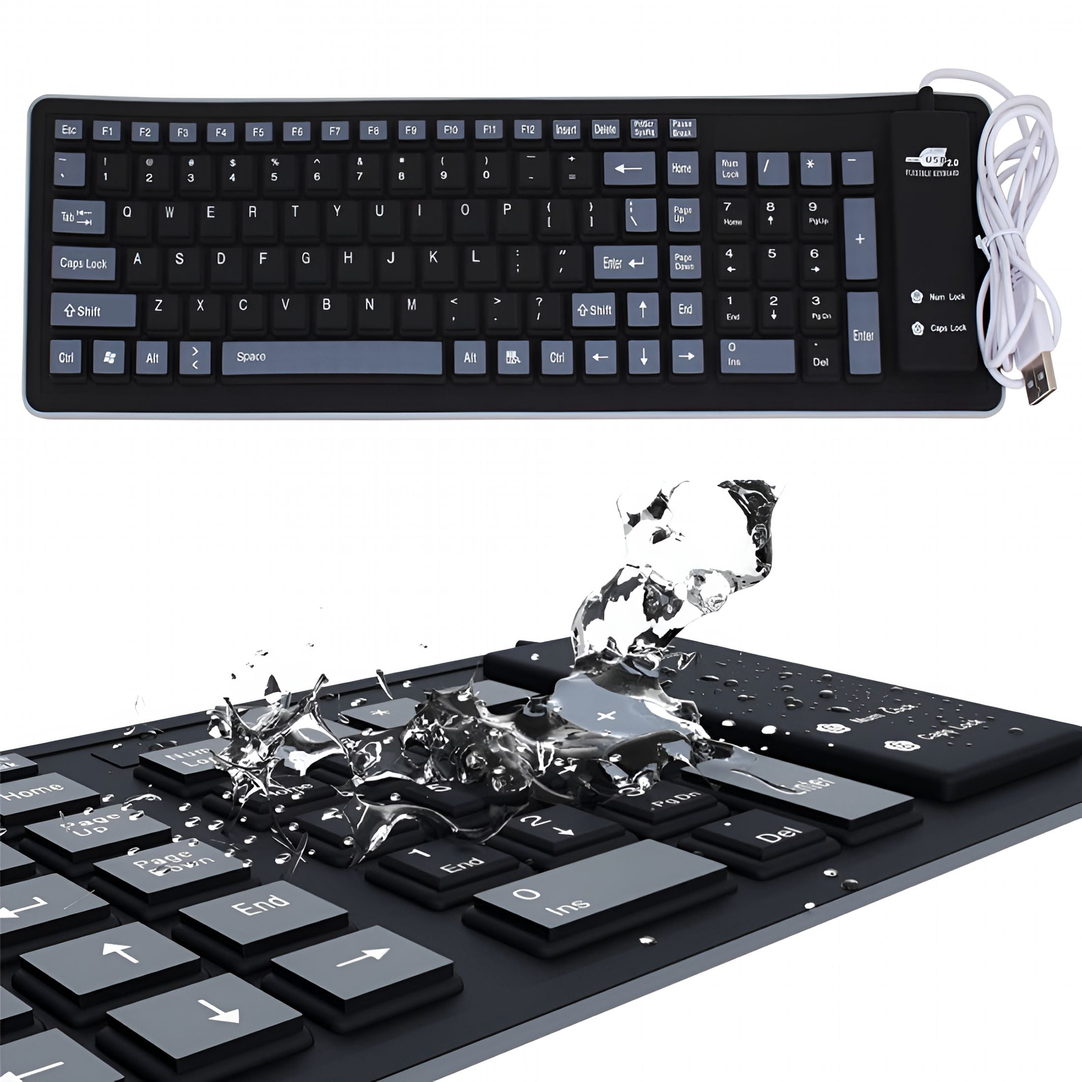 GJX 103 Keys Foldable Waterproof Dustproof Soft Silicone Gaming Wired Keyboard for Laptop/Computer