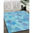 thumbnail image 3 of Ahgly Company Machine Washable Indoor Round Transitional Blue Area Rugs, 7' Round, 3 of 7