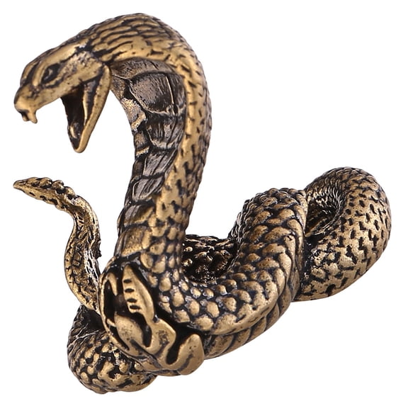 LOLIPPYY Golden Brass Snake Statue Decorative Retro Brass Craft Sculpture for Home Office and Garden