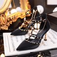 thumbnail image 1 of 2021, zapatos de tacón de lujo para mujer, zapatos de tacón alto con tira trasera de cristal, zapatos de novia de verano, zapatos cómodos de tacón triangular para fiesta, boda Tan Jianjun unisex, 1 of 2
