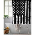 thumbnail image 2 of Split Shower Curtain for Transfer Bench, Black White Fabric Shower Curtains for Bathroom, Retro Stars Stripes Flag Shabby Chic Texture Tub Sliding Transfer Bench Waterproof Bath Curtains 72"x84", 2 of 9