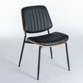 thumbnail image 4 of Dining Chairs A&A Furniture, Dining Chairs Set of 2 Mid Century Modern Retro Faux Leather Chair with Walnut Bentwood Back Upholstered Seat Metal Legs Adjustable Foot for Kitchen Dining Room Chairs(Bl, 4 of 19