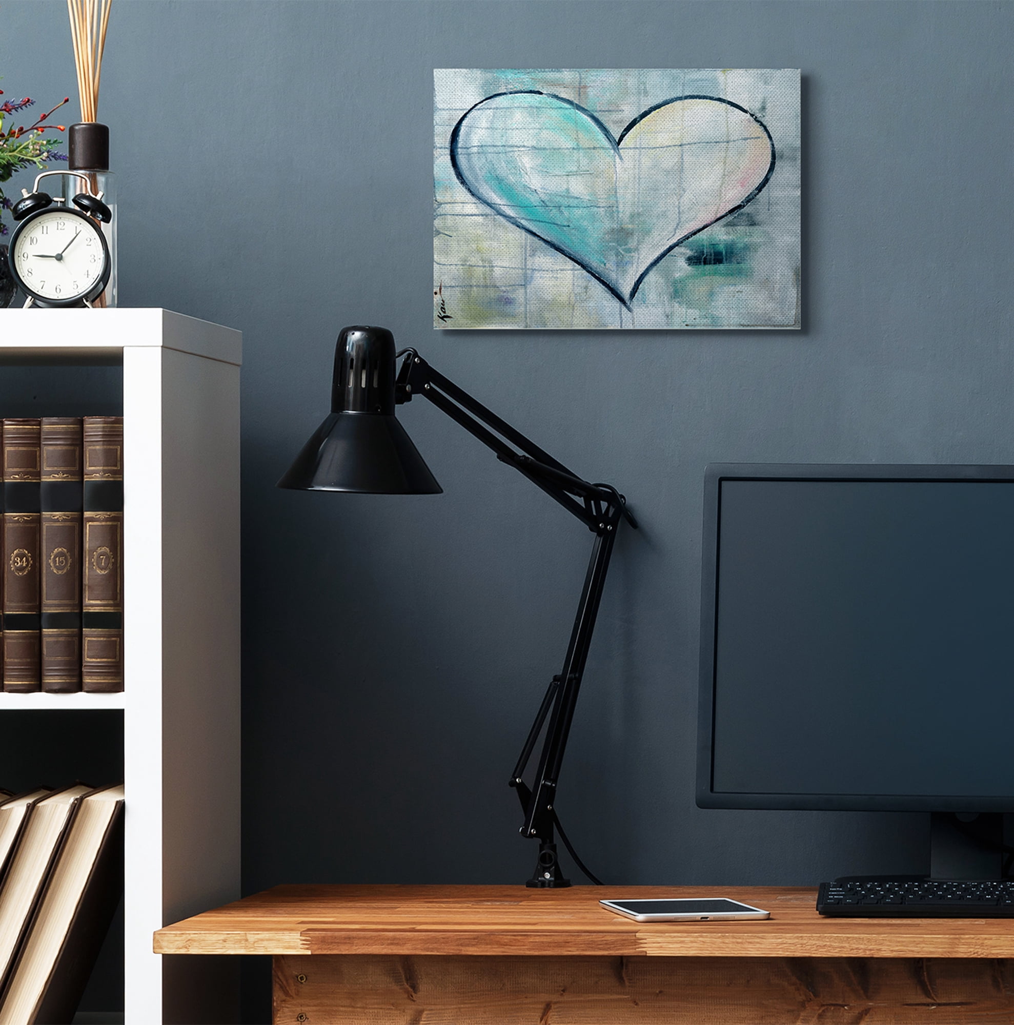 Stupell Home Décor Graffiti Texture Heart Blue White Painting Canvas Wall Art by Kami Lerner