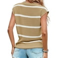 thumbnail image 3 of Women Pullover Knit Sweater Vest Cover Sleeve Vest Striped Round Neck Casual Loose Tops, 3 of 5