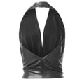 thumbnail image 3 of A2Y Women's Sexy Drape Front Deep V-Neck Cowl Neckline Halter Backless Party Club Top Foil Silver S, 3 of 6