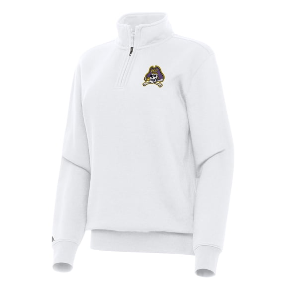 Women's Antigua White ECU Pirates Victory Quarter-Zip Sweatshirt