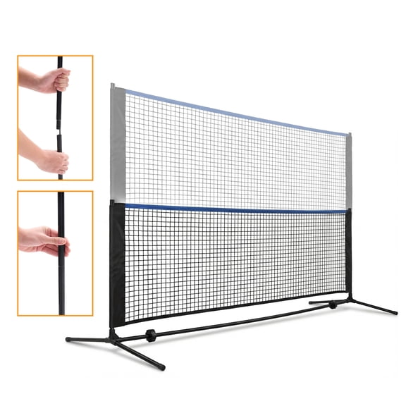 SHOUFTW Nylon Height Adjustable Volleyball Net, Badminton Net with Carry Bag, Volleyball Net for Pool, Backyard Game Indoor Outdoor Use, Blue-black