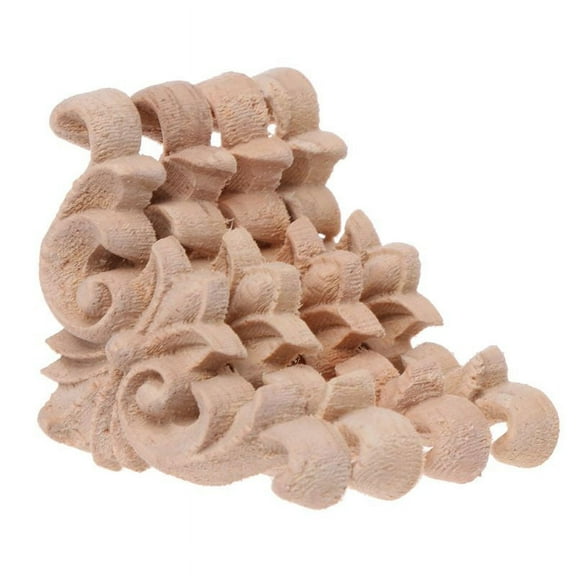 4pcs/set Wood Carved Corner Flower Onlay Applique Unpainted Frame Cupboard Cabinet Decal For Home Furniture Decor 4x4cm
