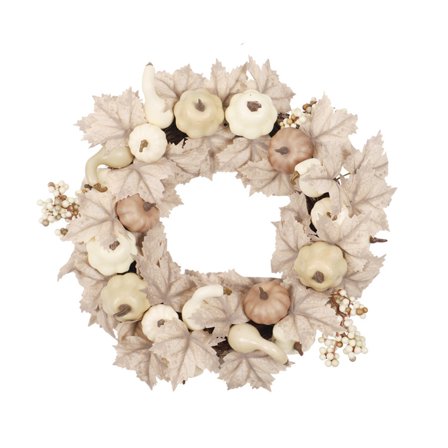 Thanksgiving Fall Wreath for Front Door Decor with Pumpkin and Maple Leaf Autumn Harvest Home Wall Hanging Decoration for Holiday Party Fireplace