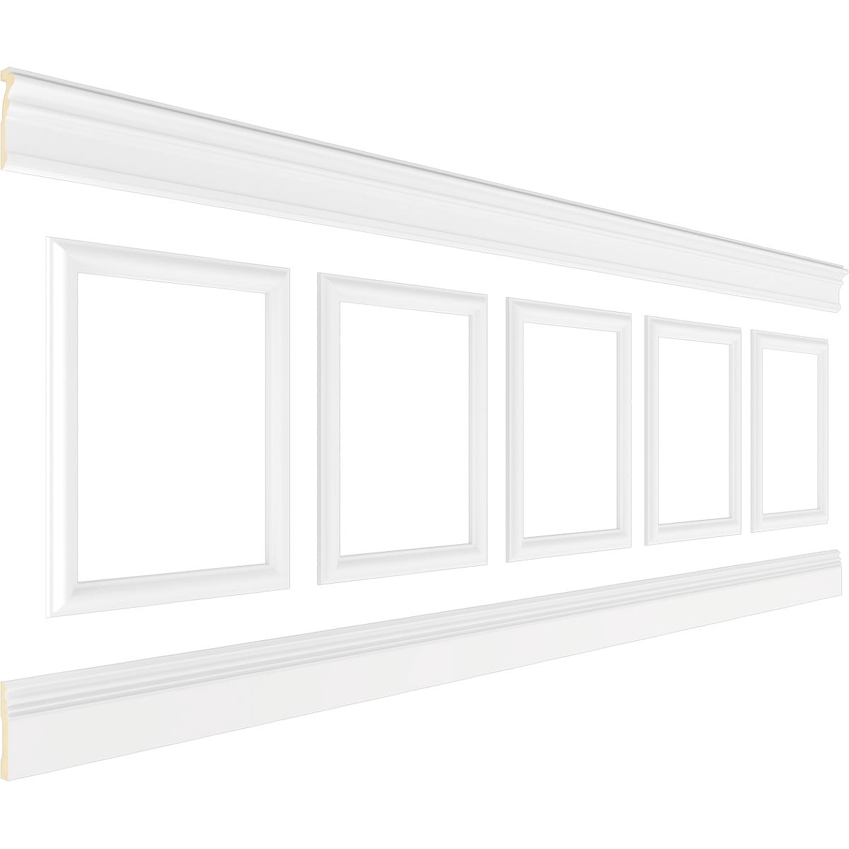 Ekena millwork 94 1/2"L (Adjustable 36"H to 40"H) Ashford Square Panel Traditional Wainscot Paneling Kit
