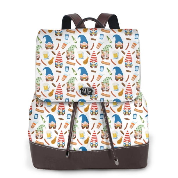 Easygdp Barbecue Gnomes Mochila de Cuero para Mujeres, Bolso de Hombro, Bolsos de Mano de Moda para Trabajo y Viajes