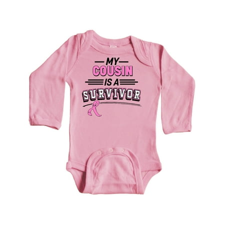

Inktastic My Cousin is a Survivor Breast Cancer Awareness Gift Baby Boy or Baby Girl Long Sleeve Bodysuit