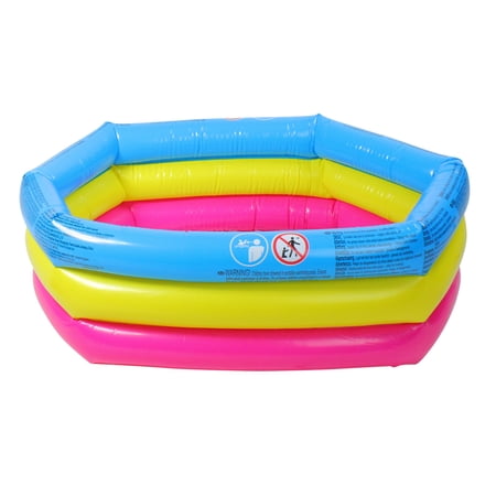 30  Pink and Yellow Triple Ring Inflatable Children s Swimming Pool