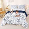 thumbnail image 3 of Castle Fairy Volleyball Print Queen Comforter Set 3 Pieces, Sport Theme Comforter Sets Queen, White Navy,Navy Blue Reversible,1 Comforter and 2 Pillowcases, 3 of 6