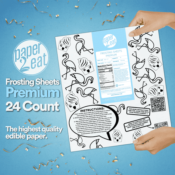 paper2eat Kosher Certified Edible Frosting Sheets Premium (Icing Sheets) 8.5" x 11" - 24 Count