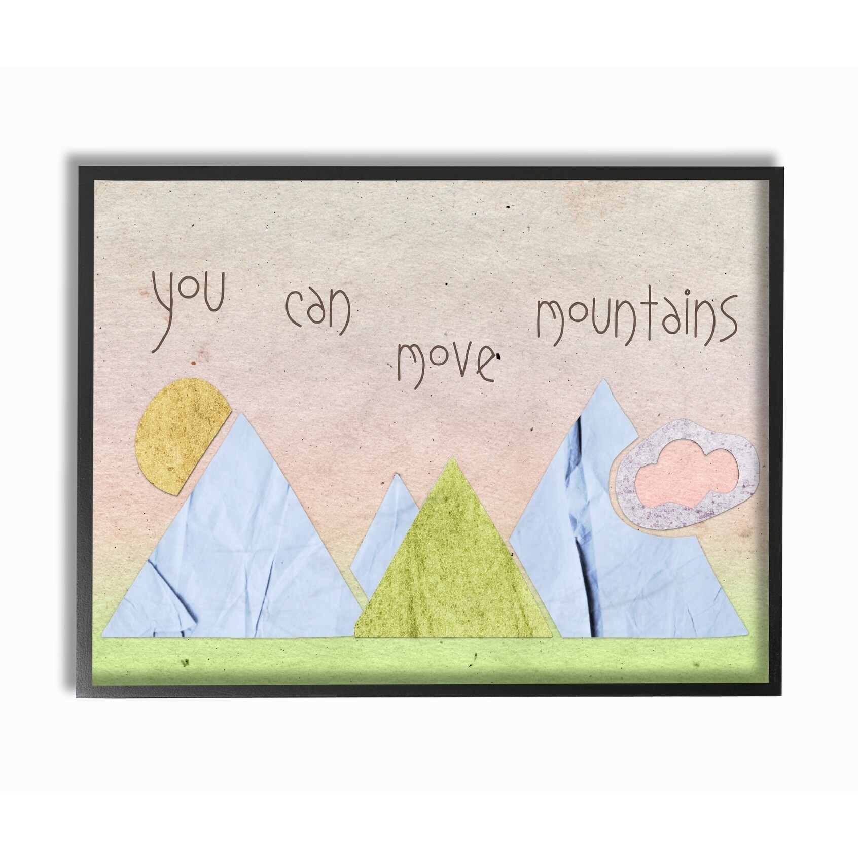Stupell You Can Move Mountains Collage Pink Framed Giclee Texturized Art 11 x 14