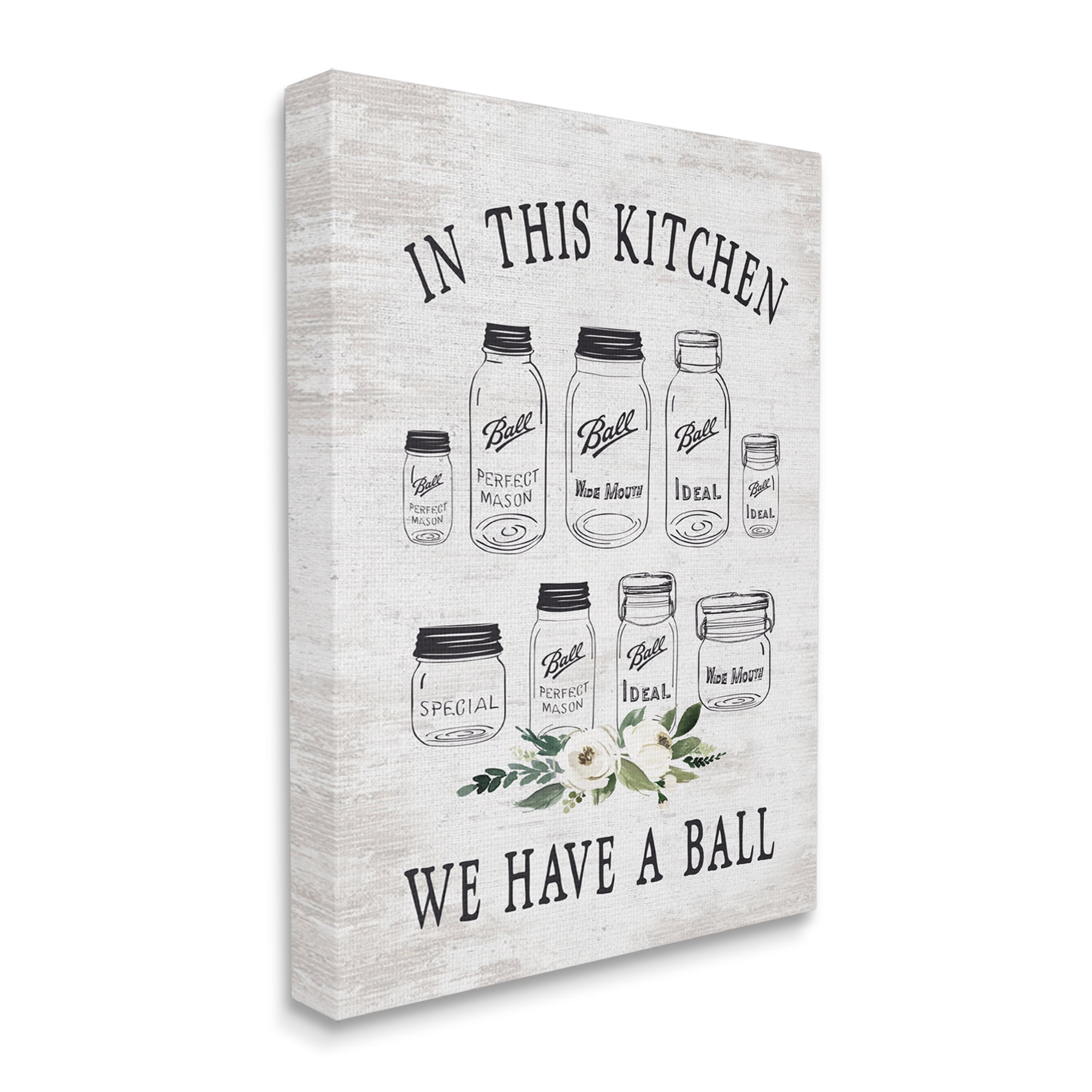 Stupell Industries Kitchen Jar Phrase Botanical & Floral Painting Gallery Wrapped Canvas Print Wall Art, 24 x 30