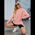 thumbnail image 4 of Sudadera Informal de Cuello Redondo para Mujer, Holgada, Suave y de Larga Rosa XL, 4 of 10