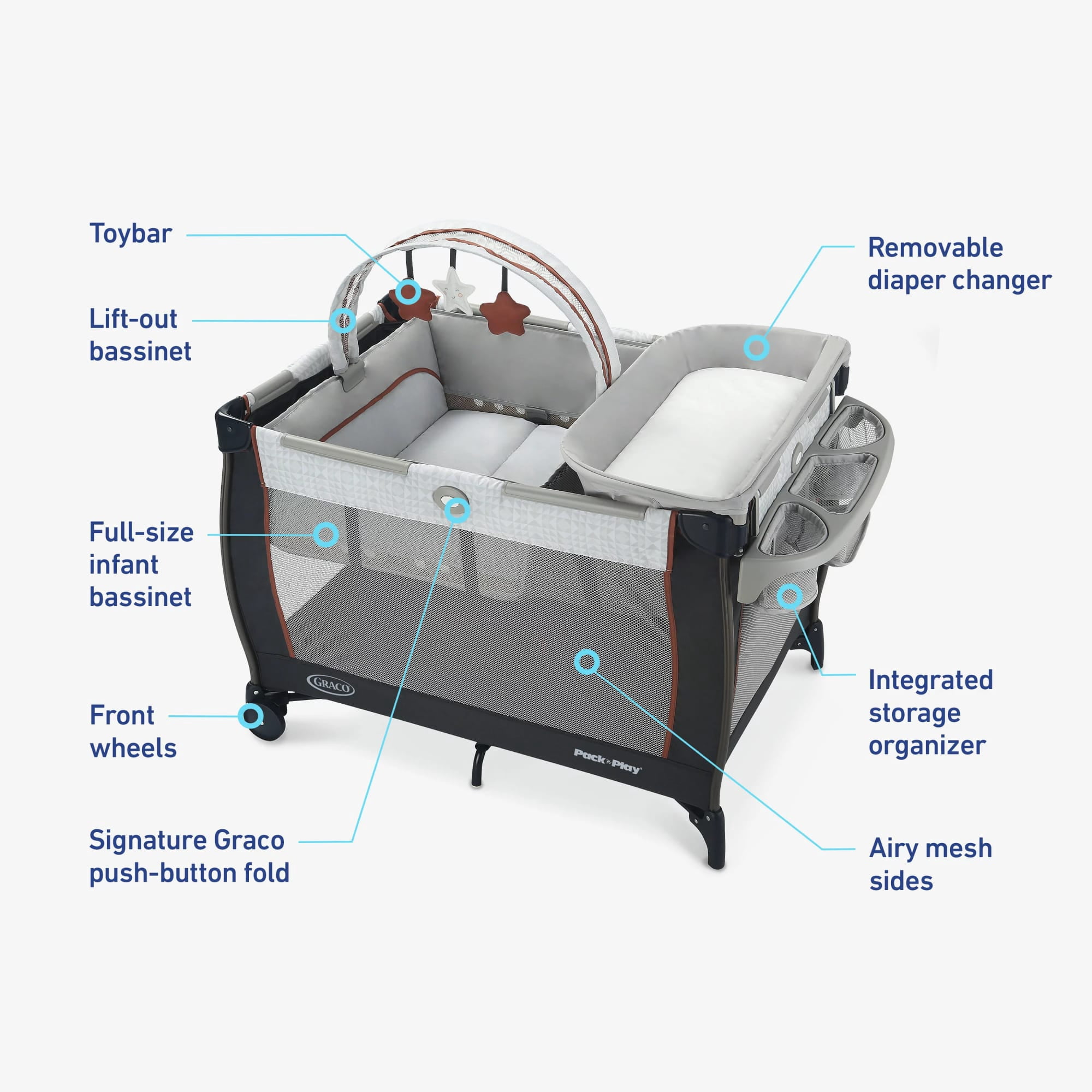 Graco Pack ‘n Play Anywhere Dreamer Infant Playard, Marlo, Unisex